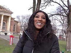 German Scout's Public Pickup with Ebony Beauty