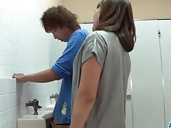Riho Mikami's Teasing BJ in Public Toilet