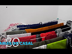 Sexy Blonde's Clothesline Display of Anal and Blowjob Sex